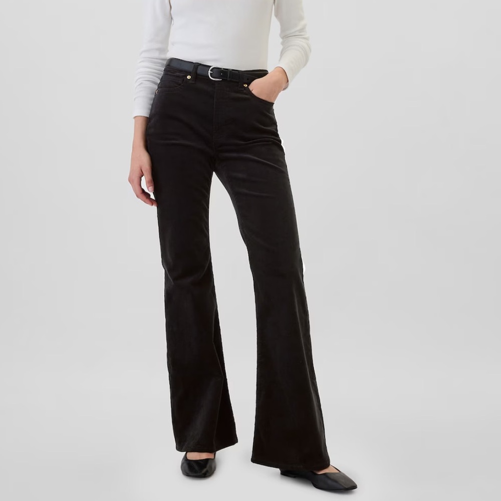 NWT Gap High Rise Soft Vintage Flare Black Corduroy Pants